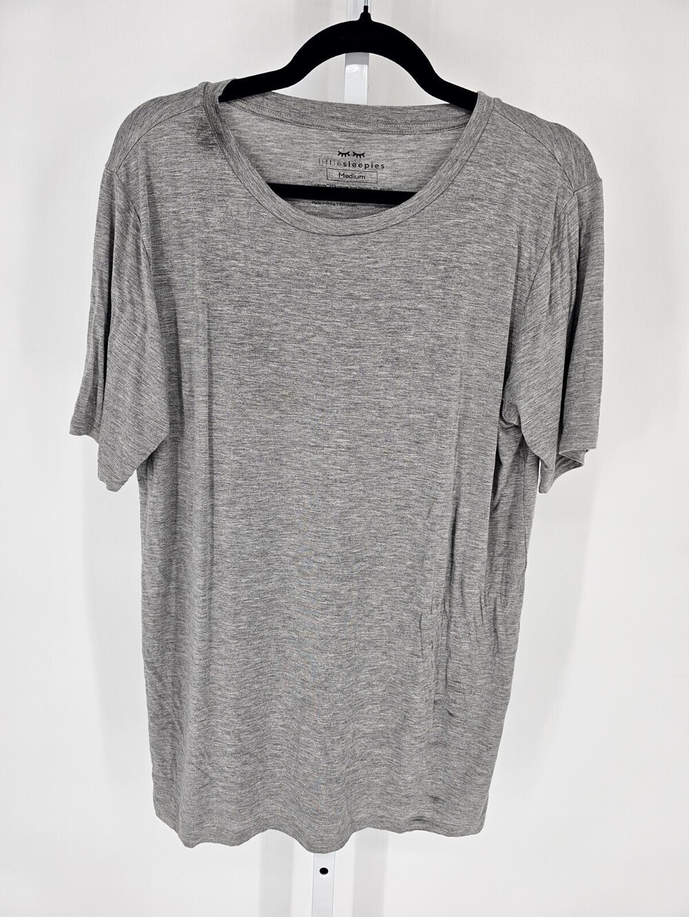 Little Sleepies Mens Sz M Short Sleeve Crew Neck T Shirt Gray Bamboo